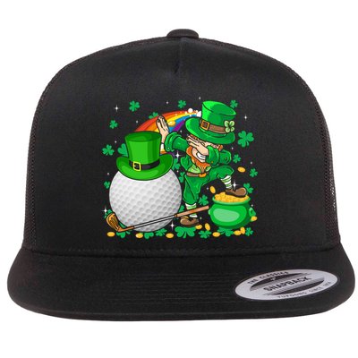 Leprechaun Dabbing With Golf St Patrick's Day Golf Player Gift Flatbill Hat