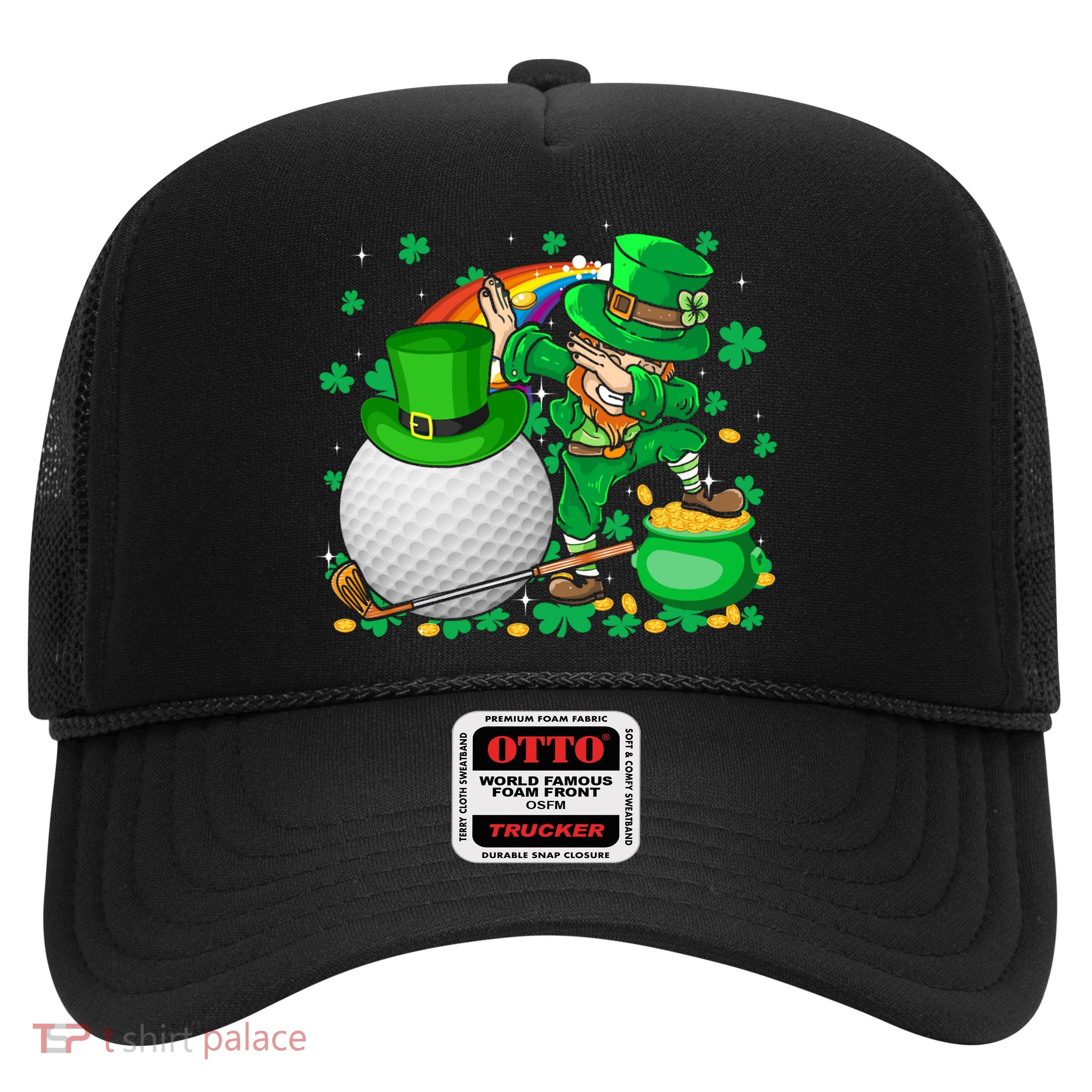 Leprechaun Dabbing With Golf St Patrick's Day Golf Player Gift Trucker Hat