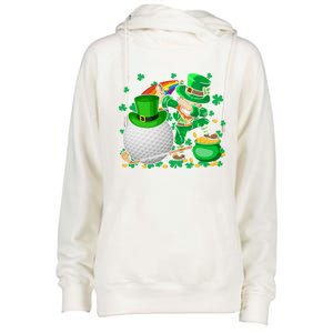 Leprechaun Dabbing With Golf St Patrick's Day Golf Player Gift Womens Funnel Neck Pullover Hood