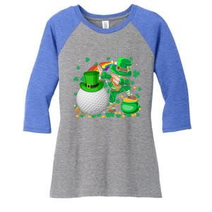 Leprechaun Dabbing With Golf St Patrick's Day Golf Player Gift Women's Tri-Blend 3/4-Sleeve Raglan Shirt