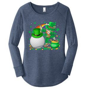 Leprechaun Dabbing With Golf St Patrick's Day Golf Player Gift Women's Perfect Tri Tunic Long Sleeve Shirt