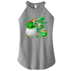 Leprechaun Dabbing With Golf St Patrick's Day Golf Player Gift Women's Perfect Tri Rocker Tank