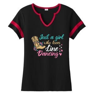 Line Dancing Western Just A Girl Who Loves Line Dancing Ladies Halftime Notch Neck Tee