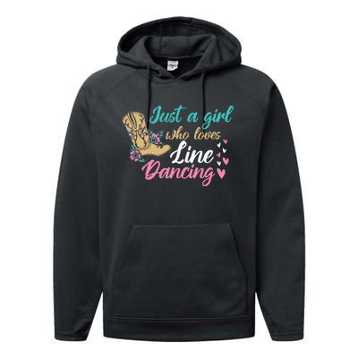 Line Dancing Western Just A Girl Who Loves Line Dancing Performance Fleece Hoodie