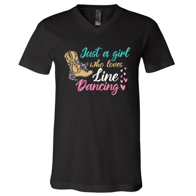 Line Dancing Western Just A Girl Who Loves Line Dancing V-Neck T-Shirt