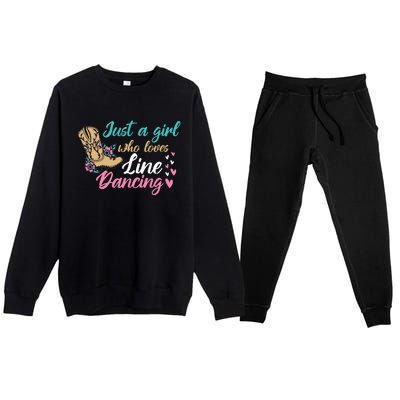 Line Dancing Western Just A Girl Who Loves Line Dancing Premium Crewneck Sweatsuit Set