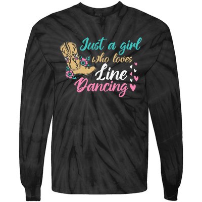 Line Dancing Western Just A Girl Who Loves Line Dancing Tie-Dye Long Sleeve Shirt