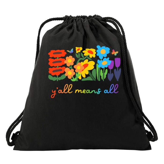 Lgbtq Diversity YAll Pride Means All Flower Drawstring Bag