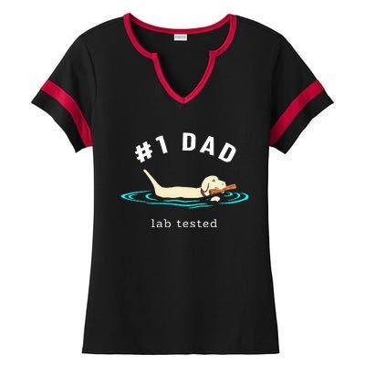 Lab Dad Yellow Labrador Retriever 1 Dad Lab Tested Ladies Halftime Notch Neck Tee