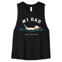 Lab Dad Yellow Labrador Retriever 1 Dad Lab Tested Women's Racerback Cropped Tank