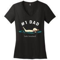 Lab Dad Yellow Labrador Retriever 1 Dad Lab Tested Women's V-Neck T-Shirt