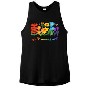 Lgbtq Diversity YAll Pride Means All Flower Ladies PosiCharge Tri-Blend Wicking Tank