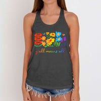 Lgbtq Diversity YAll Pride Means All Flower Women's Knotted Racerback Tank