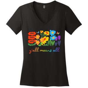 Lgbtq Diversity YAll Pride Means All Flower Women's V-Neck T-Shirt