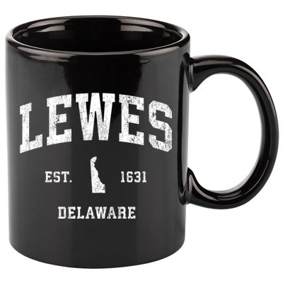 Lewes Est 1631 Delaware De Vintage Athletic Sports Design 11oz C Handle Ceramic Mug