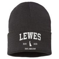 Lewes Est 1631 Delaware De Vintage Athletic Sports Design Sustainable Knit Beanie