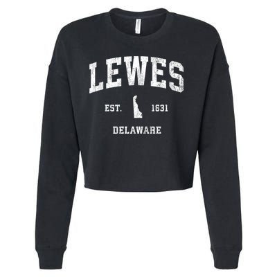 Lewes Est 1631 Delaware De Vintage Athletic Sports Design Cropped Pullover Crew