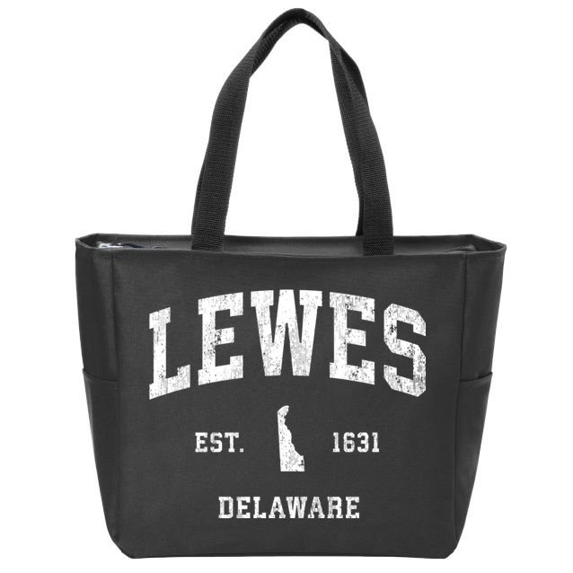 Lewes Est 1631 Delaware De Vintage Athletic Sports Design Zip Tote Bag