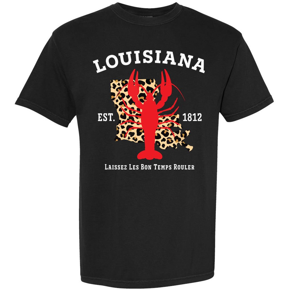 Louisiana Est 1812 Crawfish Leopard New Orleans Mardi Gras Comfort Colors T-Shirt