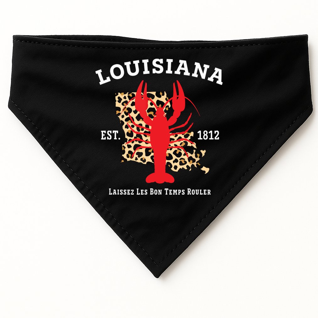 Louisiana Est 1812 Crawfish Leopard New Orleans Mardi Gras USA-Made Doggie Bandana