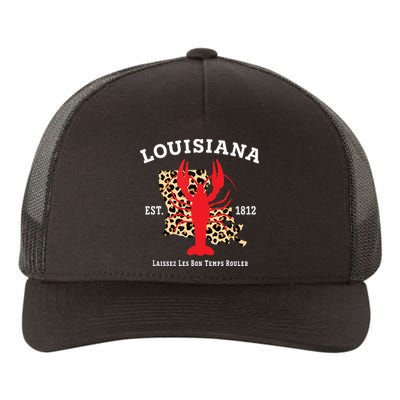Louisiana Est 1812 Crawfish Leopard New Orleans Mardi Gras Yupoong Adult 5-Panel Trucker Hat