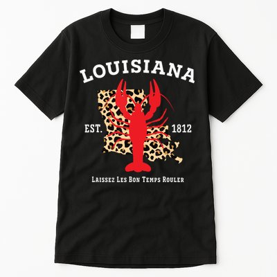 Louisiana Est 1812 Crawfish Leopard New Orleans Mardi Gras Tall T-Shirt