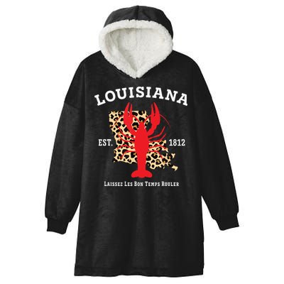 Louisiana Est 1812 Crawfish Leopard New Orleans Mardi Gras Hooded Wearable Blanket