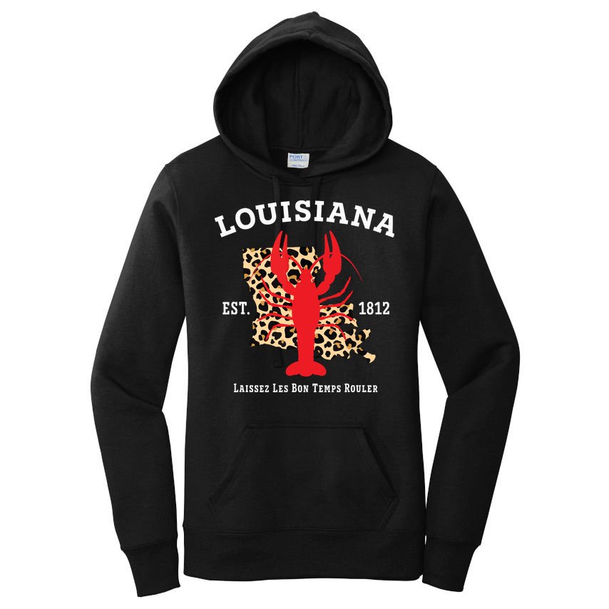 Louisiana Est 1812 Crawfish Leopard New Orleans Mardi Gras Women's Pullover Hoodie