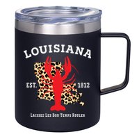 Louisiana Est 1812 Crawfish Leopard New Orleans Mardi Gras 12oz Stainless Steel Coffee Mug