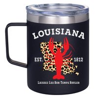 Louisiana Est 1812 Crawfish Leopard New Orleans Mardi Gras 12oz Stainless Steel Coffee Mug