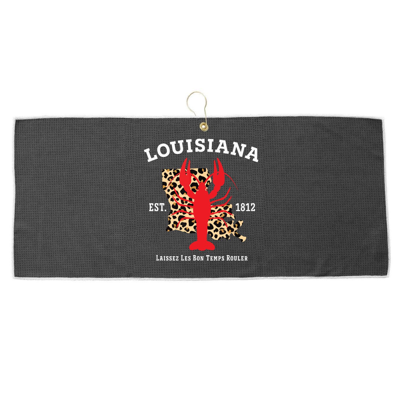 Louisiana Est 1812 Crawfish Leopard New Orleans Mardi Gras Large Microfiber Waffle Golf Towel