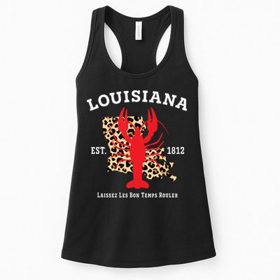 Louisiana Est 1812 Crawfish Leopard New Orleans Mardi Gras Womens Tank Top