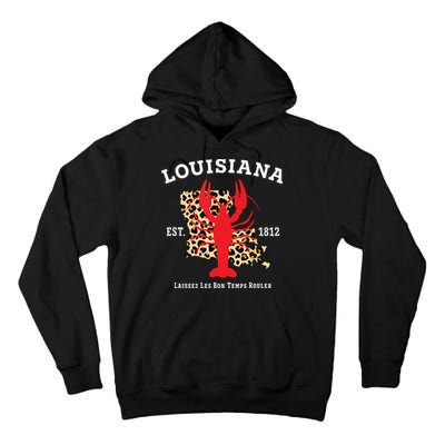 Louisiana Est 1812 Crawfish Leopard New Orleans Mardi Gras Tall Hoodie