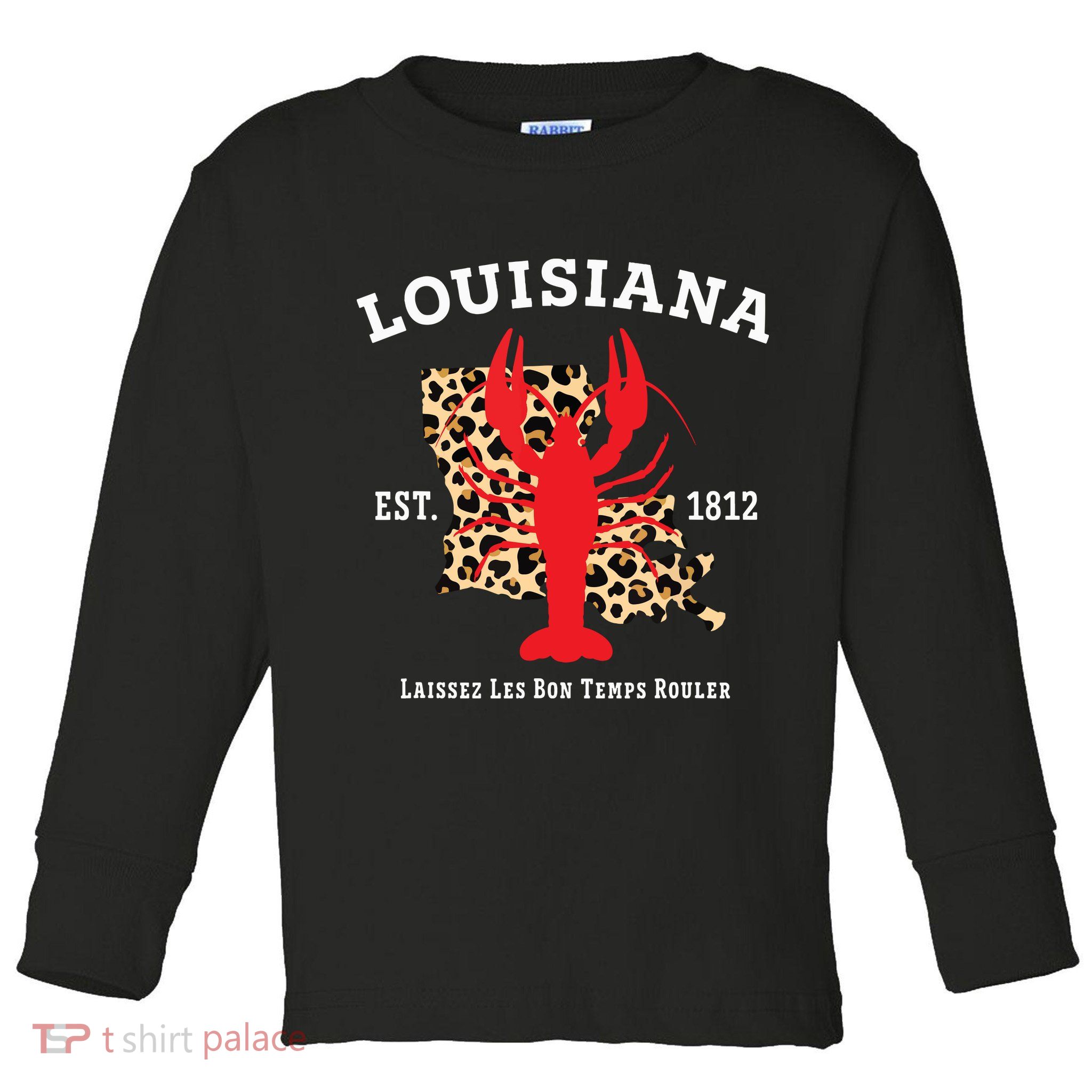Louisiana Est 1812 Crawfish Leopard New Orleans Mardi Gras Toddler Long Sleeve Shirt