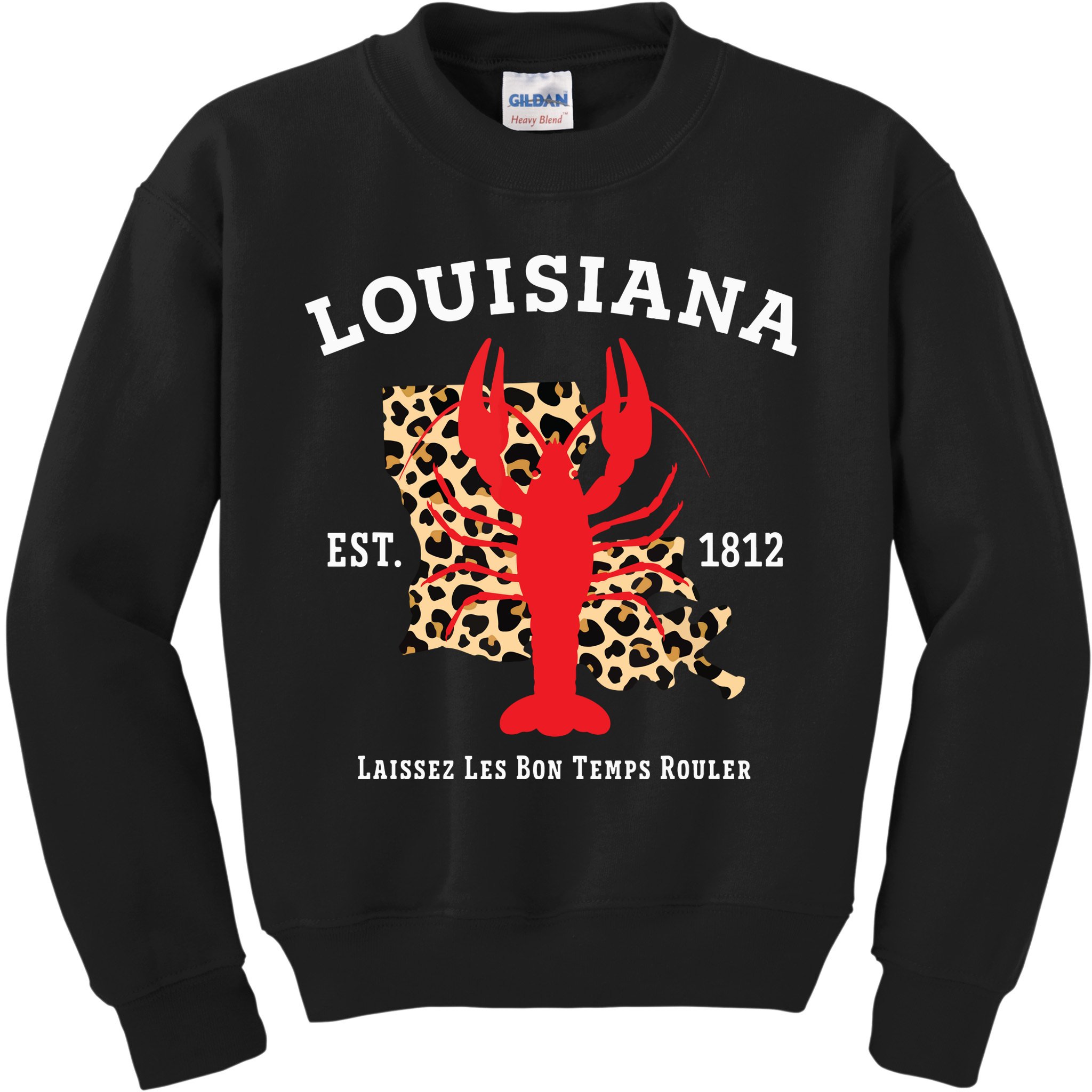 Louisiana Est 1812 Crawfish Leopard New Orleans Mardi Gras Kids Sweatshirt