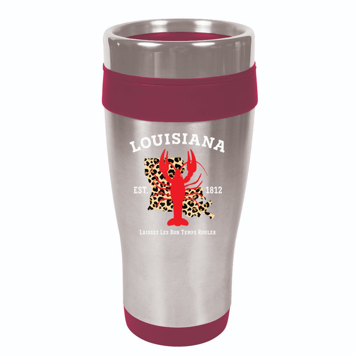 Louisiana Est 1812 Crawfish Leopard New Orleans Mardi Gras 16oz Travel Tumbler