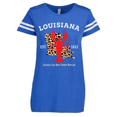 Louisiana Est 1812 Crawfish Leopard New Orleans Mardi Gras Enza Ladies Jersey Football T-Shirt