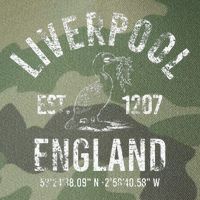 Liverpool England 1207 With Coordinates White Distressed Legacy Tie Dye Trucker Hat