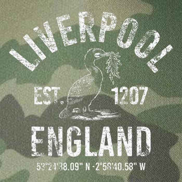 Liverpool England 1207 With Coordinates White Distressed Legacy Tie Dye Trucker Hat