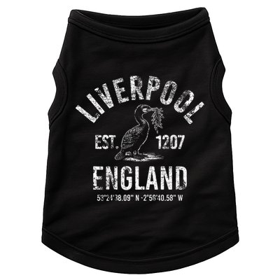 Liverpool England 1207 With Coordinates White Distressed Doggie Tank