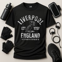 Liverpool England 1207 With Coordinates White Distressed Cooling Performance Crew T-Shirt