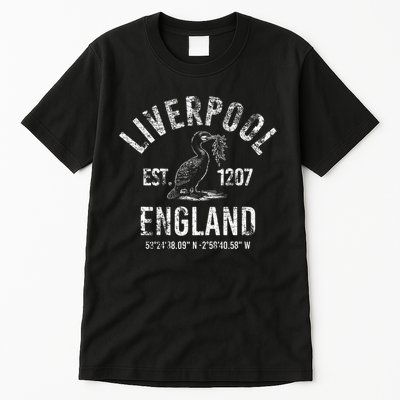 Liverpool England 1207 With Coordinates White Distressed Tall T-Shirt