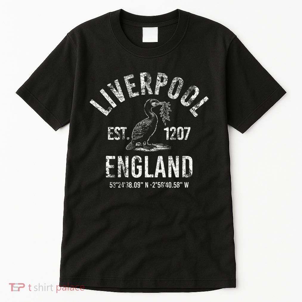 Liverpool England 1207 With Coordinates White Distressed Tall T-Shirt