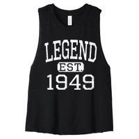 Legend Established 1949 Vintage Style Born 1949 Birthday Women's Racerback Cropped Tank