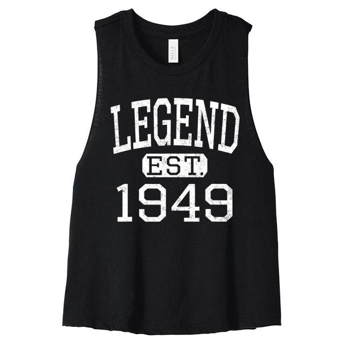 Legend Established 1949 Vintage Style Born 1949 Birthday Women's Racerback Cropped Tank