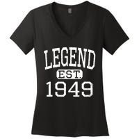 Legend Established 1949 Vintage Style Born 1949 Birthday Women's V-Neck T-Shirt