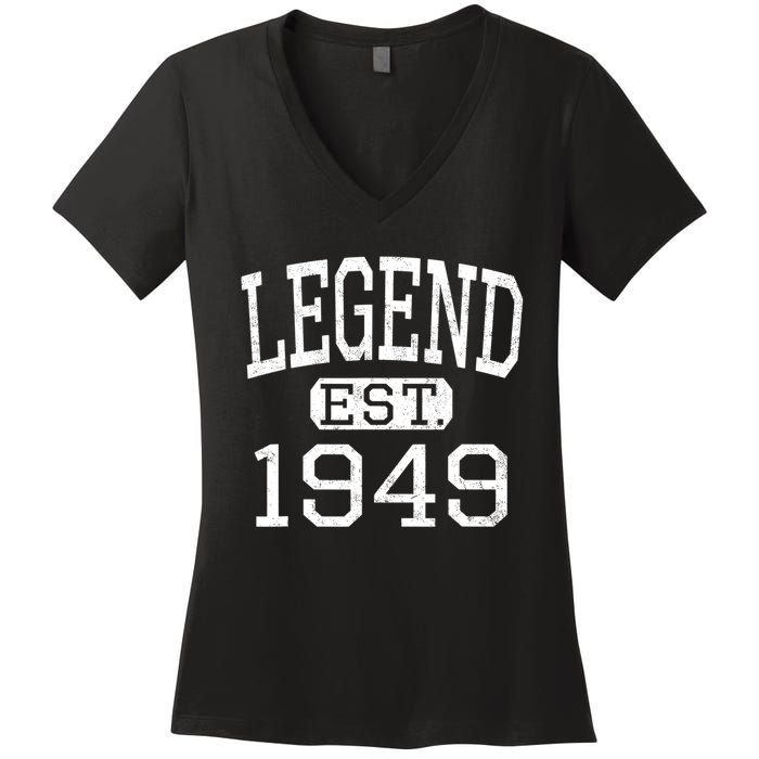 Legend Established 1949 Vintage Style Born 1949 Birthday Women's V-Neck T-Shirt