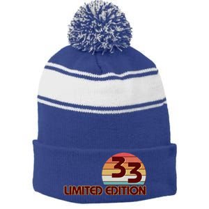 Limited Edition 1933 Retro Sun 90th Birthday Stripe Pom Pom Beanie