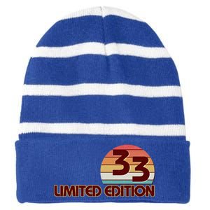 Limited Edition 1933 Retro Sun 90th Birthday Striped Beanie with Solid Band