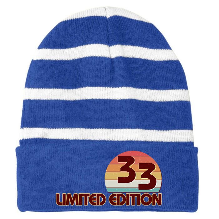 Limited Edition 1933 Retro Sun 90th Birthday Striped Beanie with Solid Band